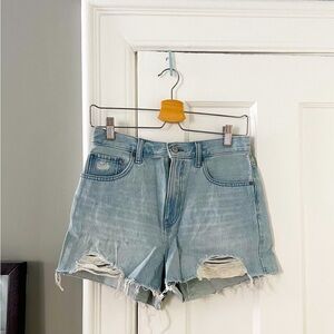 High rise denim shorts